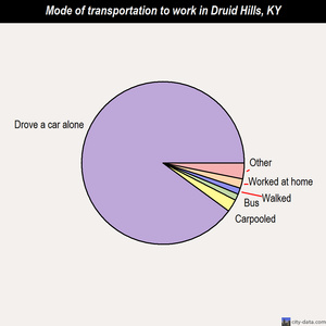 Druid Hills mode of transportation to work chart