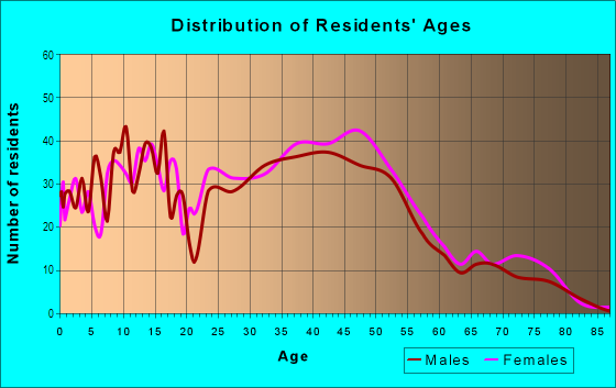 Age and Sex of Residents in Rockrimmon in Colorado Springs, CO