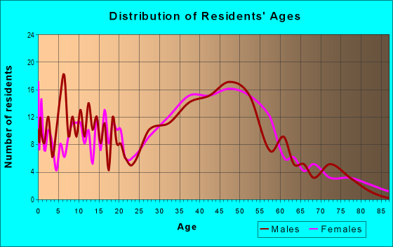 Age and Sex of Residents in Old Southeast in Saint Petersburg, FL