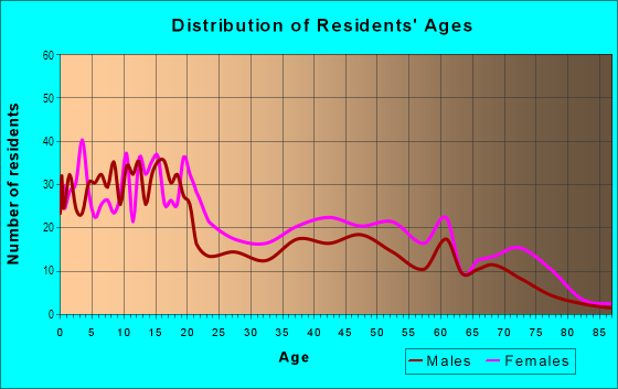 Age and Sex of Residents in Duval Heights in Gainesville, FL