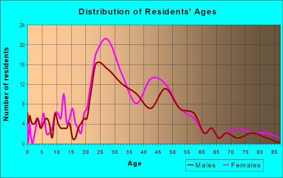 Age and Sex of Residents in North East District in Gainesville, FL