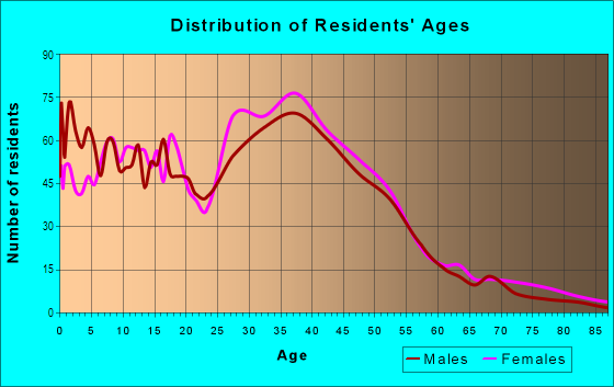 Age and Sex of Residents in South Ridge in Brandon, FL
