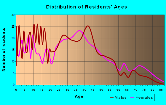 Age and Sex of Residents in Valley Junction in West Des Moines, IA
