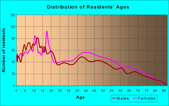 Age and Sex of Residents in Canterbury in Markham, IL