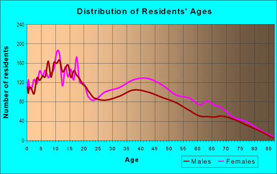 Age and Sex of Residents in South West Markham in Markham, IL