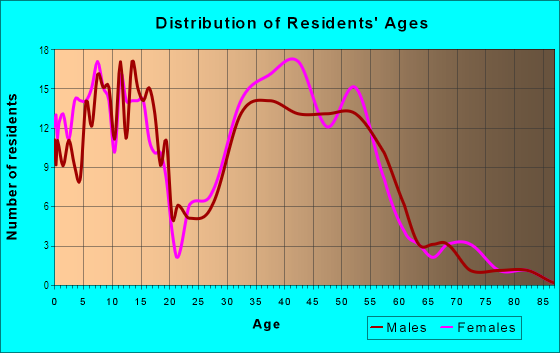 Age and Sex of Residents in Steeple Run in Naperville, IL