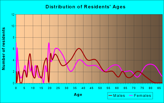 Age and Sex of Residents in Downtown Ottawa in Ottawa, IL