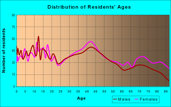 Age and Sex of Residents in South Ottawa in Ottawa, IL