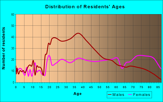 Age and Sex of Residents in Downtown in Rockford, IL