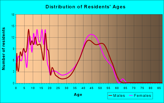 Age and Sex of Residents in Hunters Woods in Naperville, IL