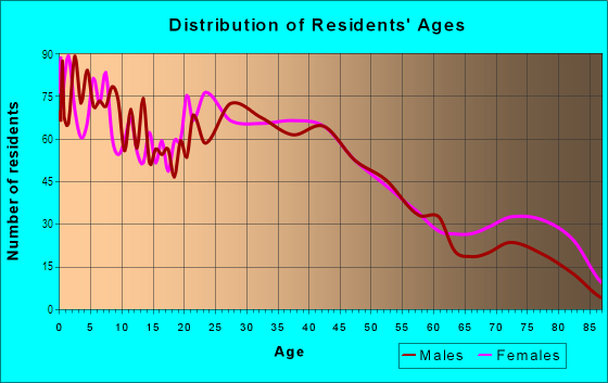 Age and Sex of Residents in Downtown in Michigan City, IN