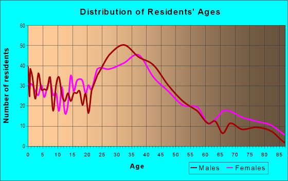 Age and Sex of Residents in Downtown in Marlborough, MA