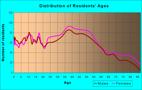 Age and Sex of Residents in Downtown in Randolph, MA