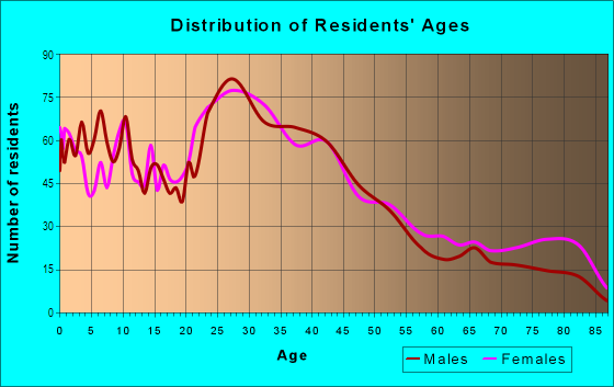 Age and Sex of Residents in Vernon Hill in Worcester, MA