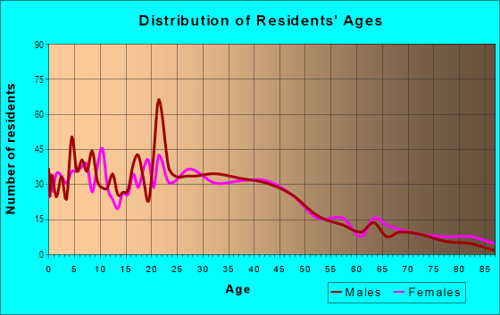 Age and Sex of Residents in South Worcester in Worcester, MA