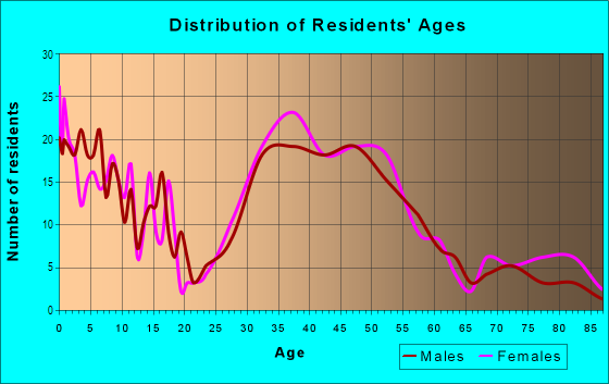 Age and Sex of Residents in Indian Spring Terrace in Silver Spring, MD