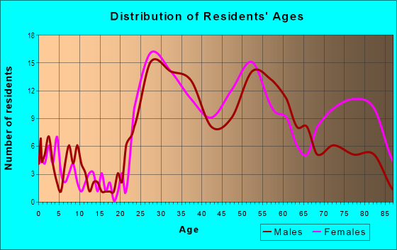 Age and Sex of Residents in Downtown Birmingham in Birmingham, MI