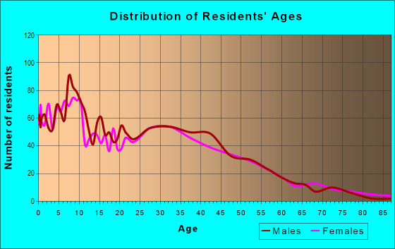 Age and Sex of Residents in Pontiac Lakes in Pontiac, MI