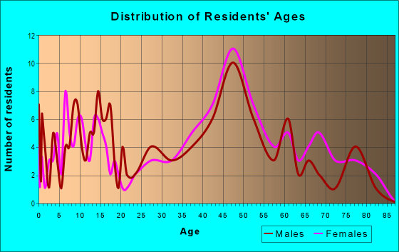 Age and Sex of Residents in Greater Sunset/Brooks in Ann Arbor, MI