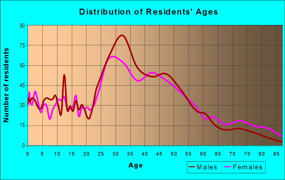 Age and Sex of Residents in Woodward Heights in Ferndale, MI