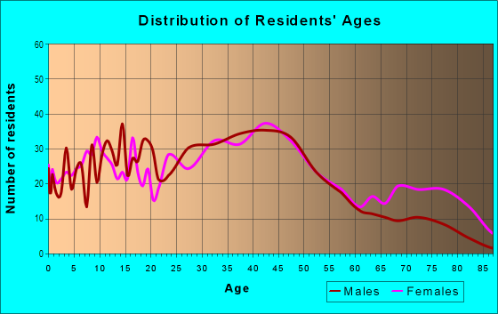 Age and Sex of Residents in Downtown Garden City in Garden City, MI