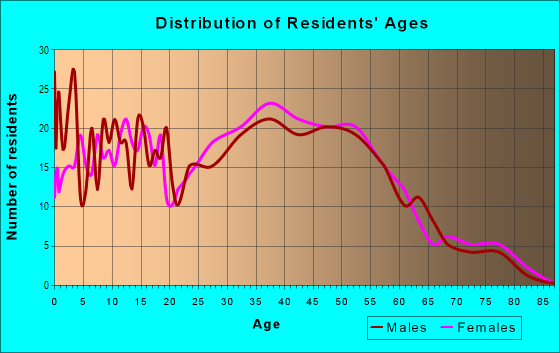 Age and Sex of Residents in Downtown in Sterling Heights, MI
