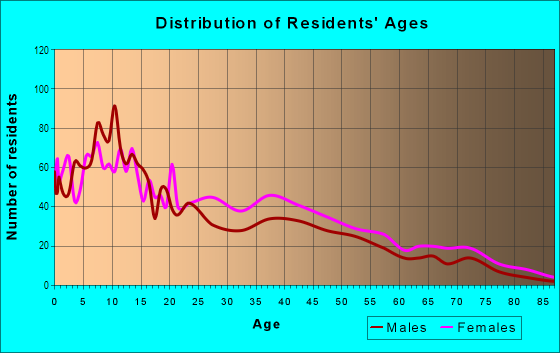 Age and Sex of Residents in Northside in Kalamazoo, MI