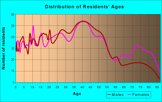 Age and Sex of Residents in Downtown Wyandotte in Wyandotte, MI