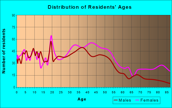 Age and Sex of Residents in Rochester Hills City Center in Rochester, MI