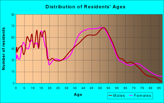 Age and Sex of Residents in Meadowbrook in Rochester, MI