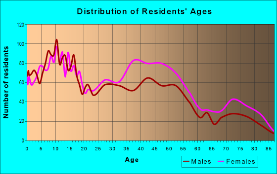 Age and Sex of Residents in Etkin in Oak Park, MI