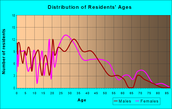 Age and Sex of Residents in Woodward in Pontiac, MI