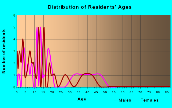 Age and Sex of Residents in Las Fuentes in San Luis, AZ