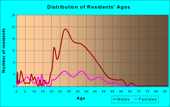 Age and Sex of Residents in Near North Riverfront in Saint Louis, MO