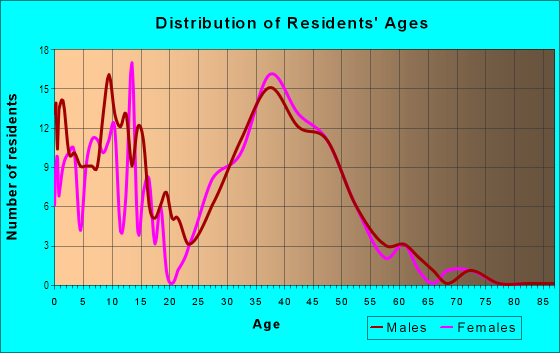 Age and Sex of Residents in Saddlecreek in Greensboro, NC
