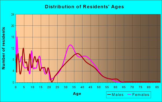 Age and Sex of Residents in Village Lakes in Raleigh, NC