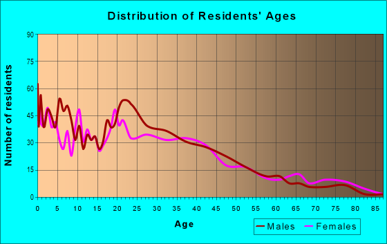 Age and Sex of Residents in Northeast Central Durham in Durham, NC