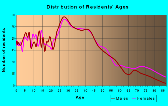 Age and Sex of Residents in Downtown in Derry, NH