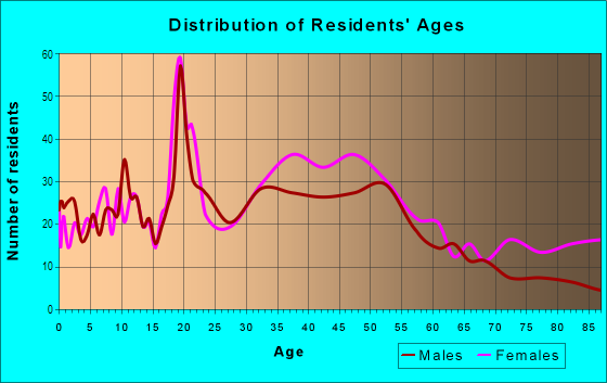 Age and Sex of Residents in Downtown Teaneck in Teaneck, NJ
