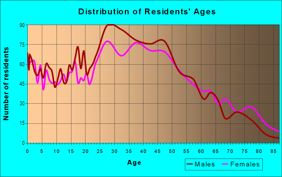 Age and Sex of Residents in Downtown in Edison, NJ
