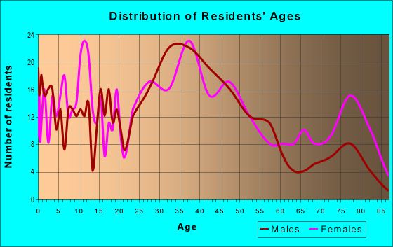 Age and Sex of Residents in Downtown in Fords, NJ