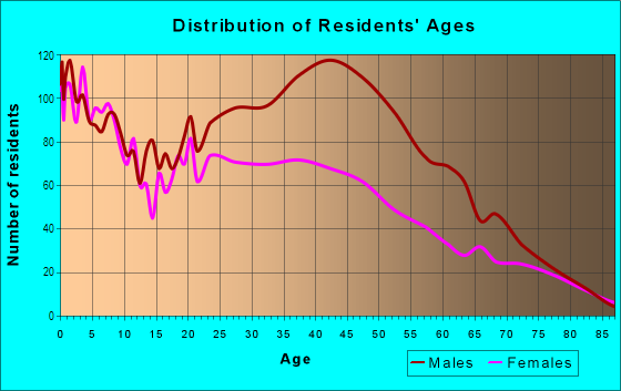 Age and Sex of Residents in Downtown North District in Las Vegas, NV