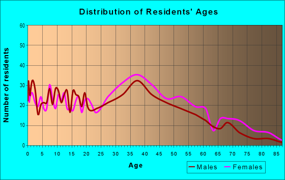 Age and Sex of Residents in Downtown Baldwin in Baldwin, NY