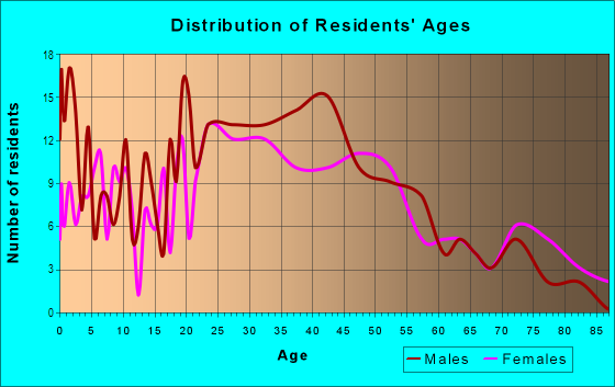 Age and Sex of Residents in Central Endicott in Endicott, NY