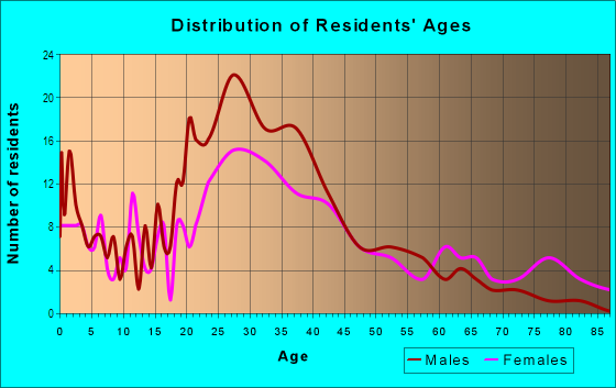 Age and Sex of Residents in Downtown in Suffern, NY