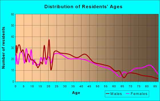 Age and Sex of Residents in Downtown in Middletown, NY