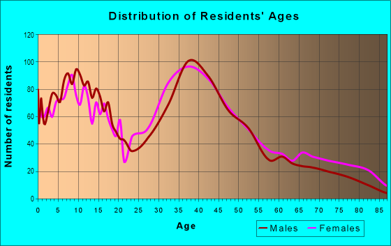Age and Sex of Residents in Islip Terrace in East Islip, NY