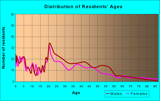 Age and Sex of Residents in Downtown Poughkeepsie in Poughkeepsie, NY