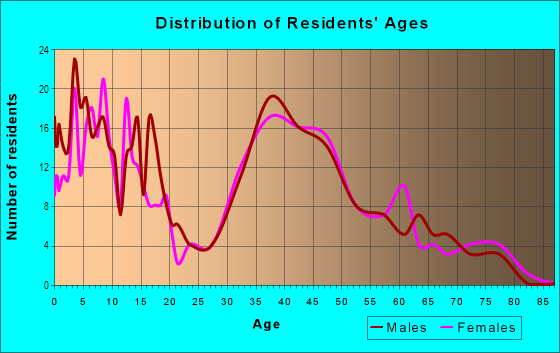 Age and Sex of Residents in West Steels Corners in Cuyahoga Falls, OH