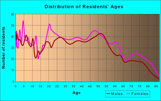 Age and Sex of Residents in Williamsburg in Lorain, OH